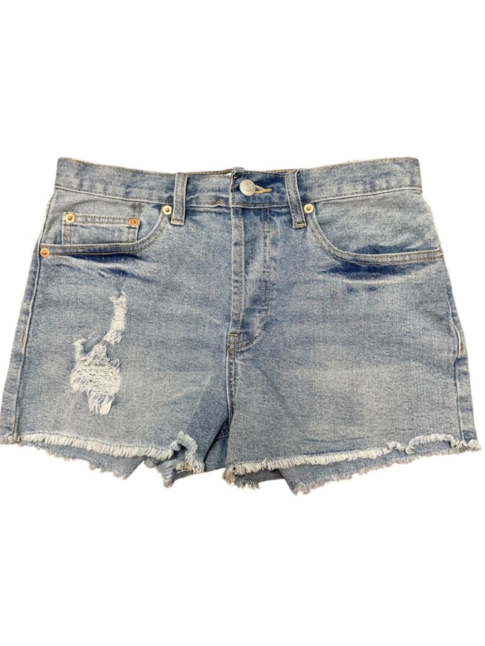 Ardene Light Blue Distressed Button-Up Denim Cutoff Shorts 5
